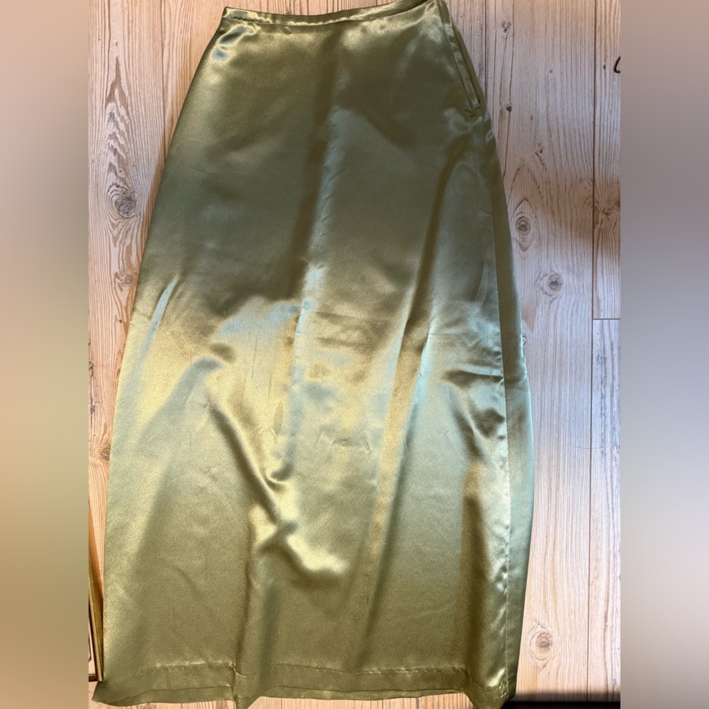 Sage Green Satin Maxi Skirt | 1999 fashion